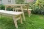 Купить  Комплект дачной мебели на 6 человек 140 см (Стол, 2 лавки) деревянный, КМР-21