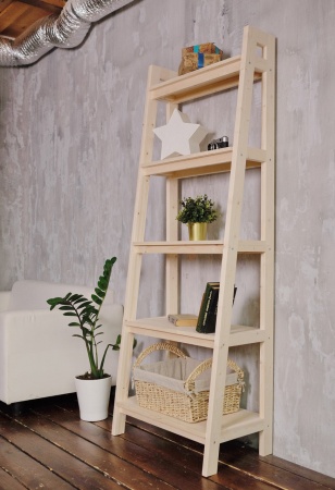 Стеллаж в стиле Лестница 5 полок, 189х70х41,6 см, деревянный, ХСЛ-02