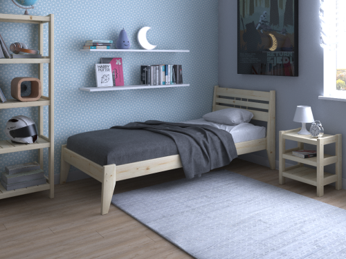 Кровать односпальная 80х190 см деревянная в Скандинавском стиле, КС-01