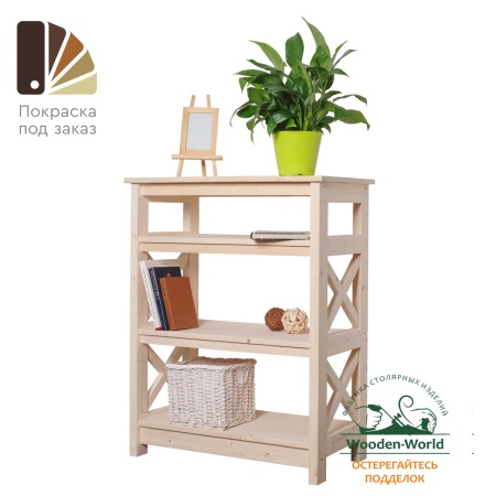 Этажерка в стиле Прованс средняя, 4 полки, 91х71х40 см деревянная, ХСП-08