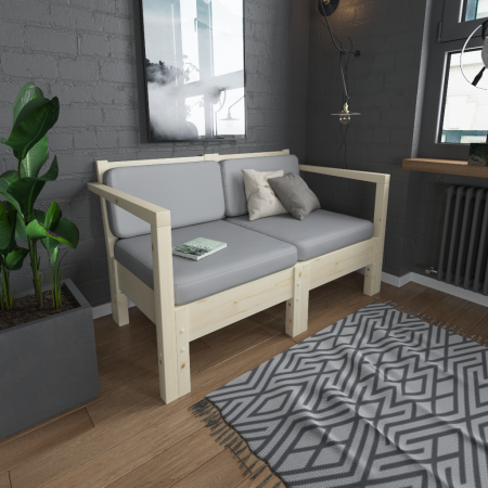 Садовый диван деревянный с подушками Лаунж, КМЛ-03