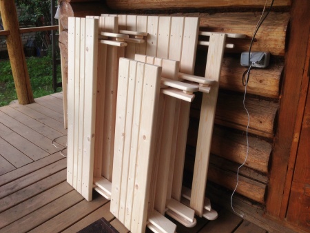 Комплект складной мебели на 8-10 человек (стол 120 см, 4 лавки) деревянный, КСЛ-04