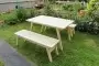Купить  Комплект дачной мебели на 6 человек 140 см (Стол, 2 лавки) деревянный, КМР-21