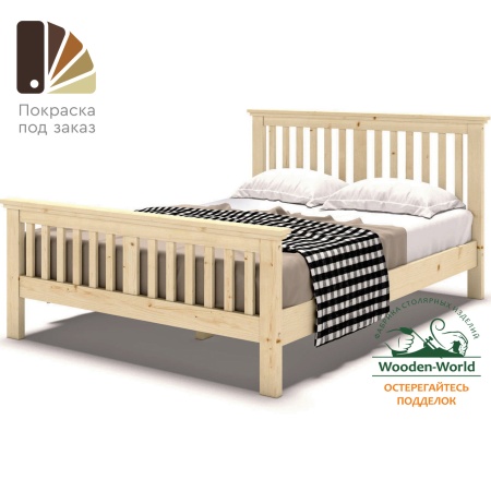 Кровать полутораспальная 140х200 см с изножьем деревянная Прованс, ХКР-06