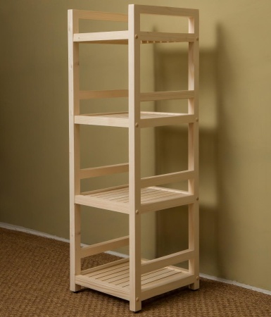 Стеллаж деревянный, этажерка 4 полки, 105 х 35 х 35 см, Универсальный, СУ-12