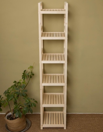 Стеллаж деревянный 6 полок, 165 х 35 х 35 см, Универсальный, СУ-06
