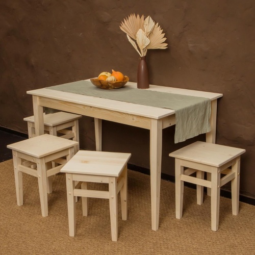 Комплект обеденной мебели деревянный (стол 120 см + 4 табурета), КМО-13