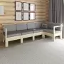 Садовый диван угловой деревянный с подушками на 4 человека модульный, КМЛ-12