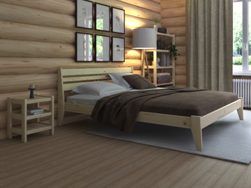 Кровать двуспальная 180х200 см деревянная в Скандинавском стиле, КС-06