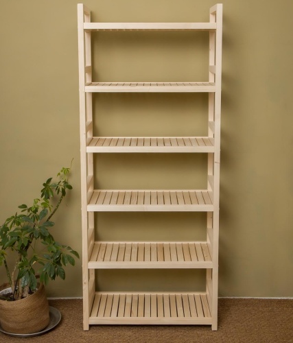 Стеллаж деревянный 6 полок, 165 х 70 х 35 см, Универсальный, СУ-04