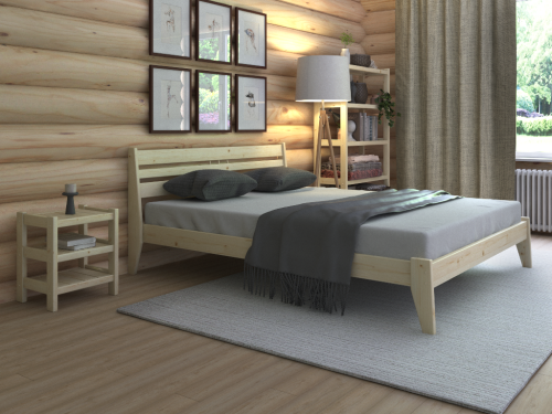 Кровать двуспальная 160х200 см деревянная в Скандинавском стиле, КС-05