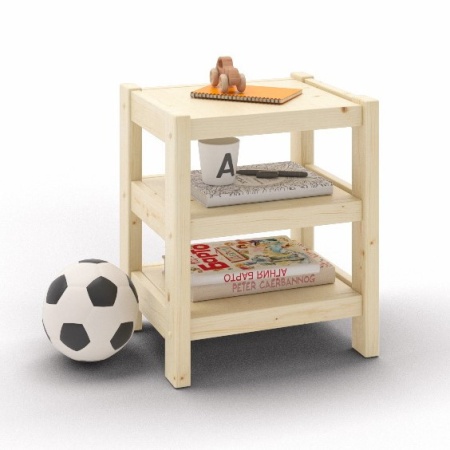 Тумба прикроватная Классическая, 3 полки, 41х35х49 см (полки из щита) деревянная, ХСК-19