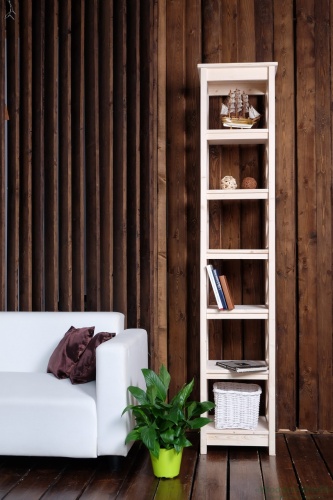 Стеллаж в стиле Прованс узкий, 7 полок, 195х40х40 см, деревянный, СП-03