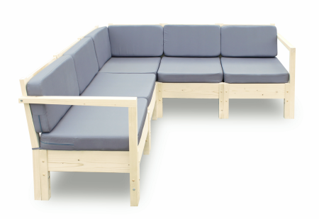 Диван садовый угловой деревянный с подушками на 4 человека, КМЛ-14 Диван садовый угловой деревянный с подушками на 4 человека, КМЛ-14