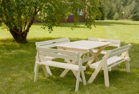 Комплект складной мебели на 10 человек (Стол 150 см, 4 скамейки) деревянный, КСС-05 Комплект складной мебели на 10 человек (Стол 150 см, 4 скамейки) деревянный, КСС-05