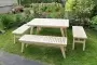 Купить  Комплект дачной мебели на 10 человек 140 см (Стол, 4 лавки) деревянный,  КМР-24