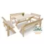 Комплект (Усиленный) банной мебели на 10 человек складной 150 см (Стол, 4 скамейки) деревянный, КУС-05