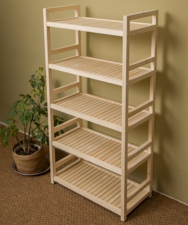 Стеллаж деревянный, этажерка 5 полок, 135 х 70 х 35 см, Универсальный, СУ-07