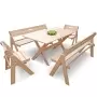 Комплект складной мебели на 8 человек (Стол 150 см, скамейки, стулья), деревянный, КСС-03 Комплект складной мебели на 8 человек (Стол 150 см, скамейки, стулья), деревянный, КСС-03