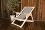 Комплект шезлонгов с серой тканью и подлокотниками (2 шезлонга + столик), деревянный,  КСШ-03-С