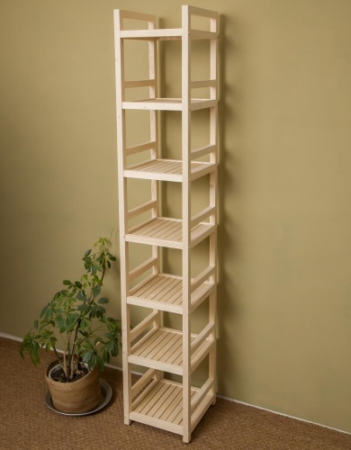 Стеллаж деревянный 7 полок, 195 х 35 х 35 см, Универсальный, СУ-03