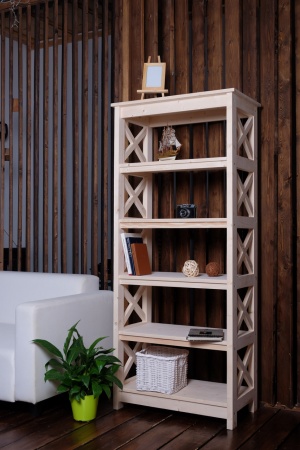 Этажерка в стиле Прованс средняя, 6 полок, 165х71х40 см деревянная, ХСП-05