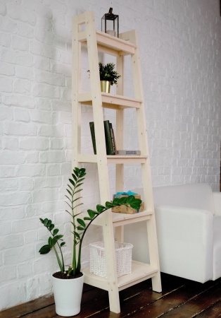 Стеллаж в стиле Лестница 5 полок , 189х50х41,6 см, деревянный, ХСЛ-03