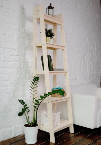 Стеллаж в стиле Лестница 5 полок , 189х50х41,6 см, деревянный, ХСЛ-03