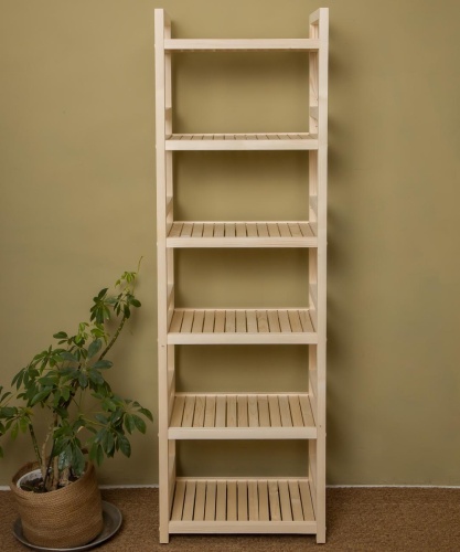 Стеллаж деревянный 6 полок, 165 х 52 х 35 см, Универсальный, СУ-05
