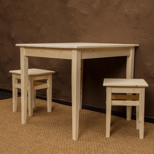 Комплект обеденной мебели деревянный (стол 90 см + 2 табурета), КМО-11