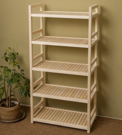 Стеллаж деревянный, этажерка 5 полок, 135 х 70 х 35 см, Универсальный, СУ-07