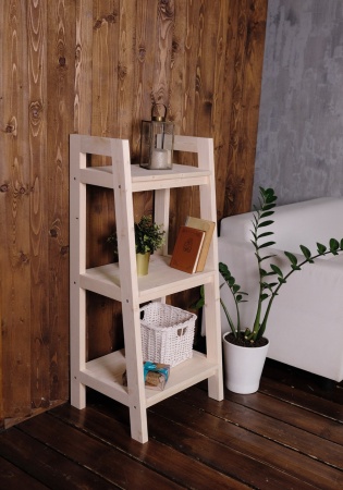 Этажерка в стиле Лестница, 3 полки 109х50х41,6 см деревянная, ХСЛ-09
