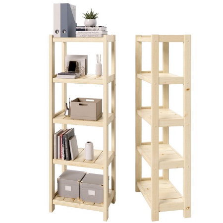 Стеллаж Классический, этажерка 5 полок, 158х53х35 см, деревянный, ХСК-09