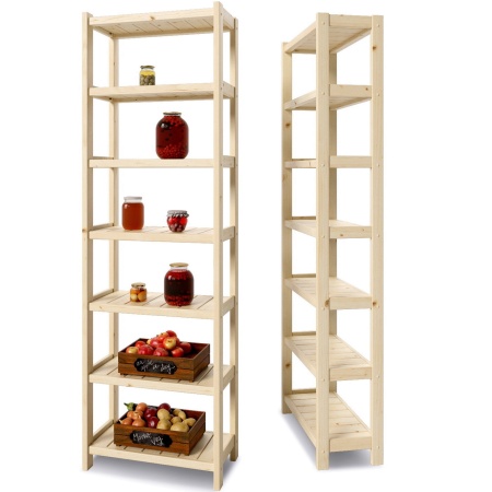 Стеллаж Классический 7 полок, 230х72х35 см, деревянный, ХСК-02 Стеллаж Классический 7 полок, 230х72х35 см, деревянный, ХСК-02