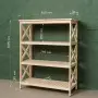Этажерка Прованс Лайт широкая, 4 полки, 109х86х38 см, деревянная СП-30
