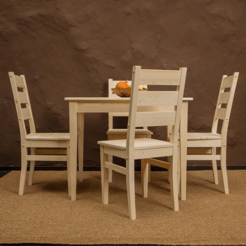 Комплект обеденной мебели деревянный (стол 90 см + 4 стула), КМО-02