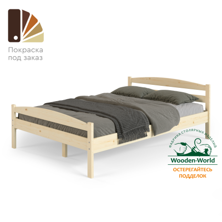 Кровать полутораспальная 1400х2000 изножьем из массива дерева в Классическом стиле, КК-08