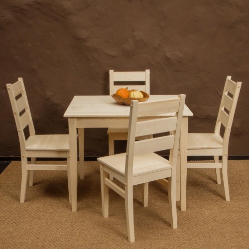 Комплект обеденной мебели деревянный (стол 90 см + 4 стула), КМО-02