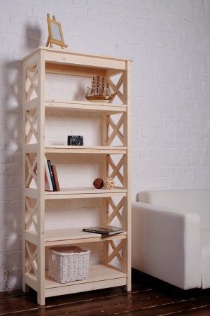 Этажерка в стиле Прованс средняя, 6 полок, 165х71х40 см деревянная, ХСП-05