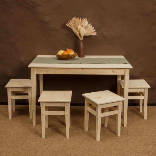 Комплект обеденной мебели деревянный (стол 120 см + 4 табурета), КМО-13
