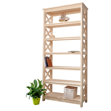 Стеллаж в стиле Прованс широкий, 7 полок, 195х89х40 см, деревянный, ХСП-01 Стеллаж в стиле Прованс широкий, 7 полок, 195х89х40 см, деревянный, ХСП-01