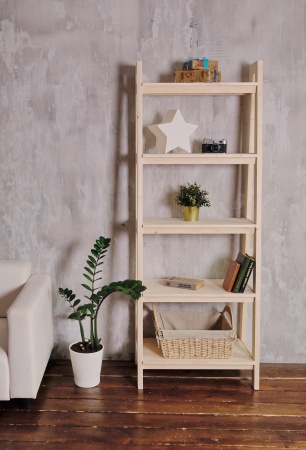 Стеллаж в стиле Лестница 5 полок, 189х70х41,6 см, деревянный, ХСЛ-02