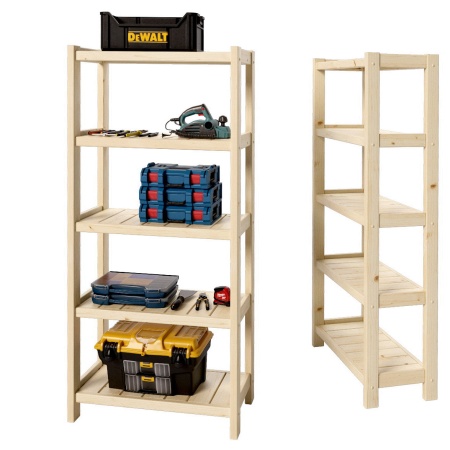 Стеллаж Классический, этажерка 5 полок, 158х72х35 см, деревянный, ХСК-08