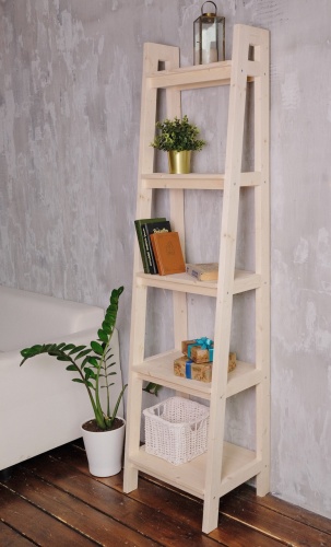 Стеллаж в стиле Лестница 5 полок , 189х50х41,6 см, деревянный, ХСЛ-03