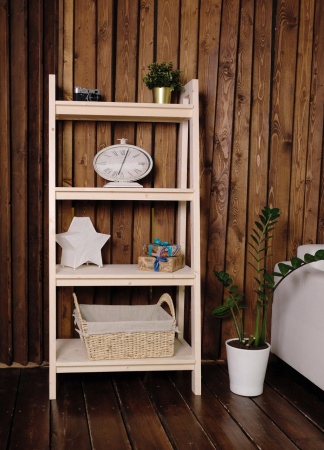 Этажерка в стиле Лестница, 4 полки, 149х70х41,6 см деревянная, ХСЛ-05