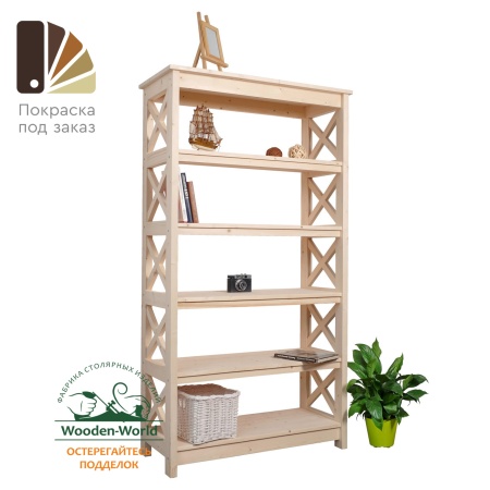 Этажерка в стиле Прованс широкая, 6 полок, 165х89х40 см деревянная, ХСП-04 Этажерка в стиле Прованс широкая, 6 полок, 165х89х40 см деревянная, ХСП-04