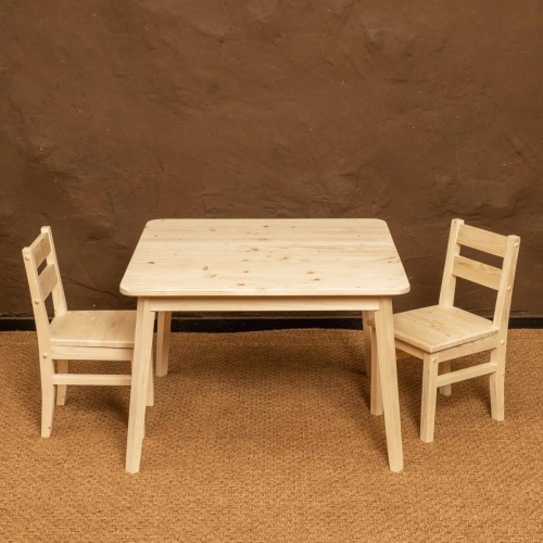 Детский Стол Большой и 2 стула деревянных, комплект на 2 ребенка (Столик 75х75см + 2 Стульчика), КМД-03