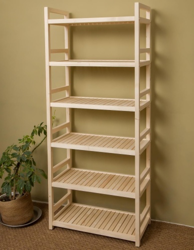 Стеллаж деревянный 6 полок, 165 х 70 х 35 см, Универсальный, СУ-04