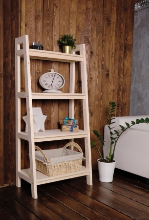 Этажерка в стиле Лестница, 4 полки, 149х70х41,6 см деревянная, ХСЛ-05