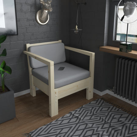 Кресло с подушками деревянное Лаунж, КМЛ-01